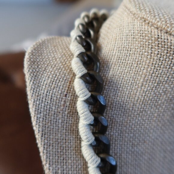 Statement oxidized brass/bronze cuban link necklace & cord by Lena Bernard $225 - Picture 5 of 12